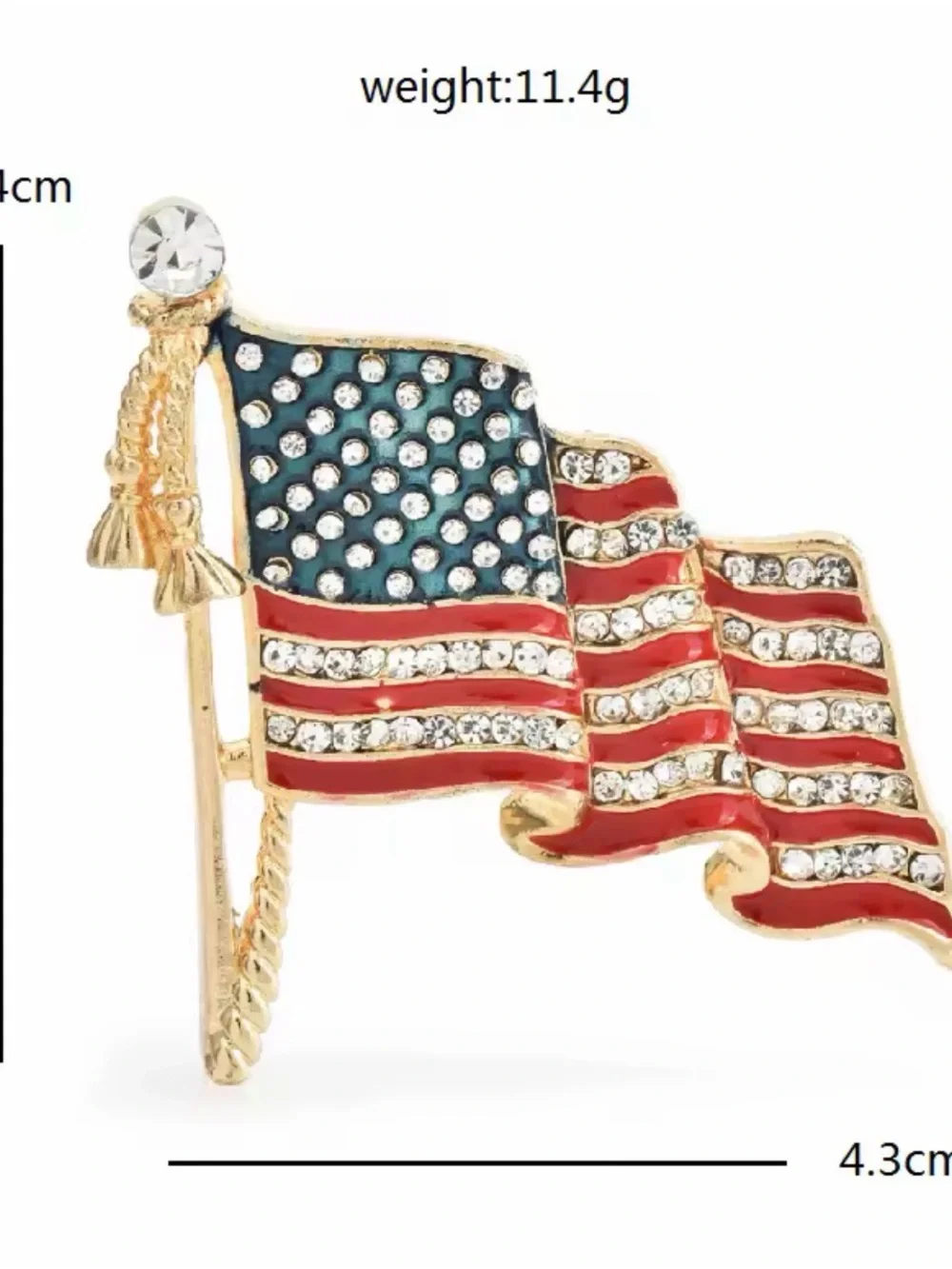 CRYSTAL ENAMEL AMERICAN FLAG BROOCH / PIN / PENDANT